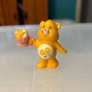 Vintage 1983 Hard Rubber Mini Care Bear Friend Bear with Soda to Share